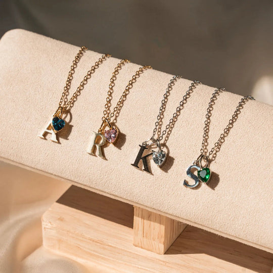 ABBY | INITIAL NECKLACE WITH BIRTHSTONE