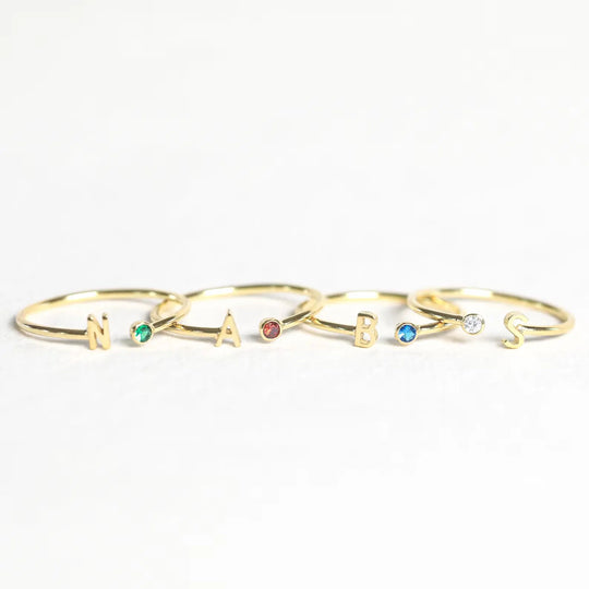 CELINA | INITIAL & BIRTHSTONE RING