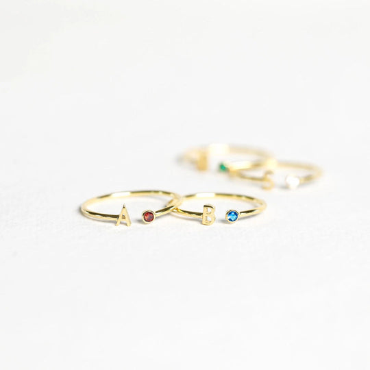 CELINA | INITIAL & BIRTHSTONE RING
