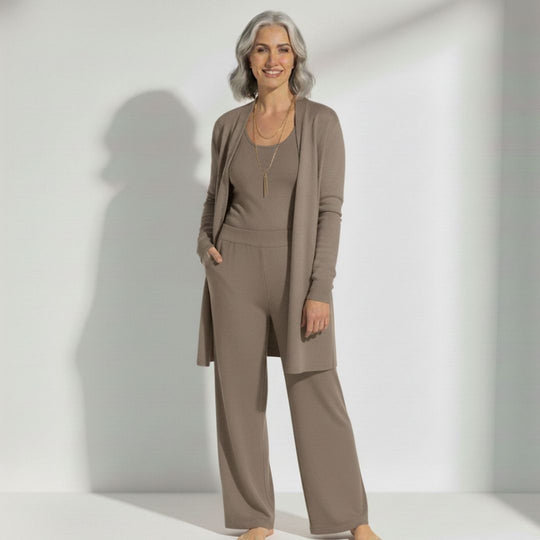 MALIA | ELEGANT 3-PIECE SET WITH CARDIGAN, TOP AND PANTS